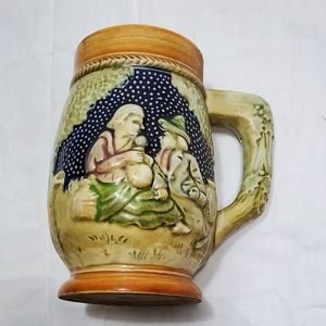 Vintage Japanese beer stein barware mug ceramic